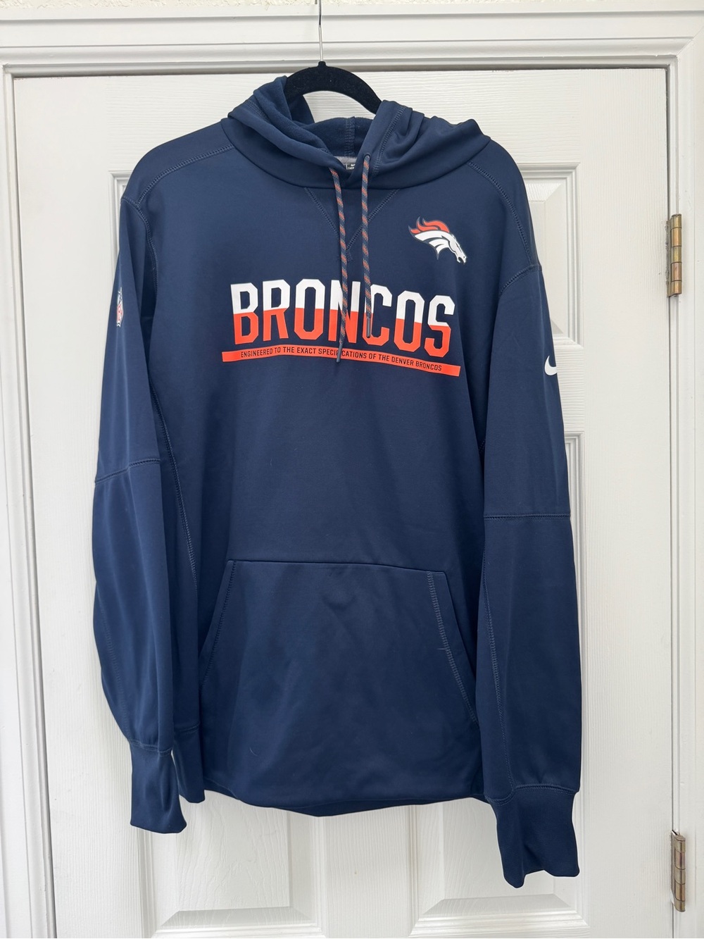 Nike Denver Broncos Navy Pullover Hoodie Large
